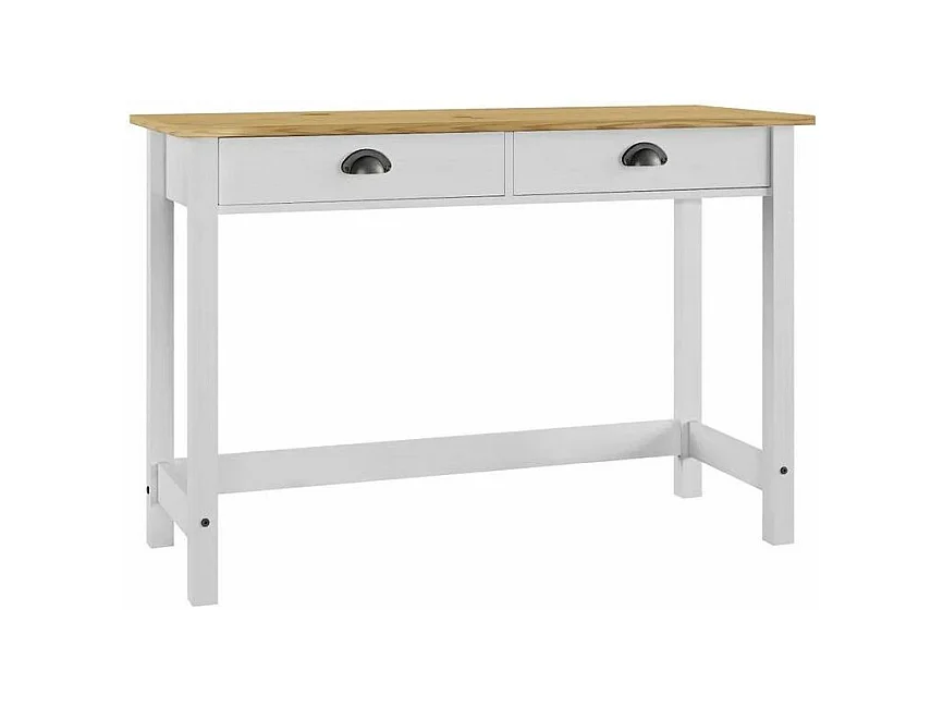 Console 2 tiroirs pin massif clair et blanc Ranny