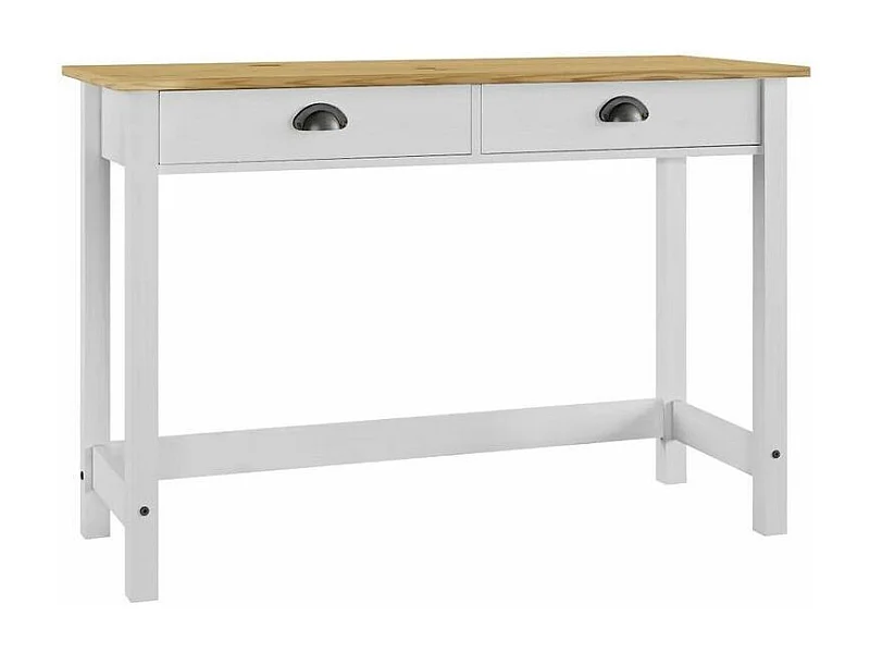 Console 2 tiroirs pin massif clair et blanc Ranny