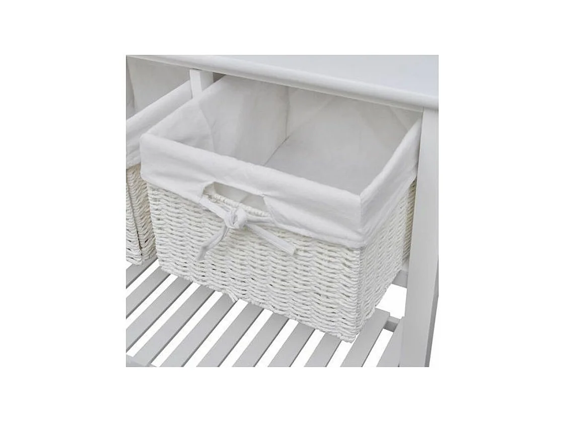 Console 3 tiroirs 1 étagère paulownia massif blanc Frenchy