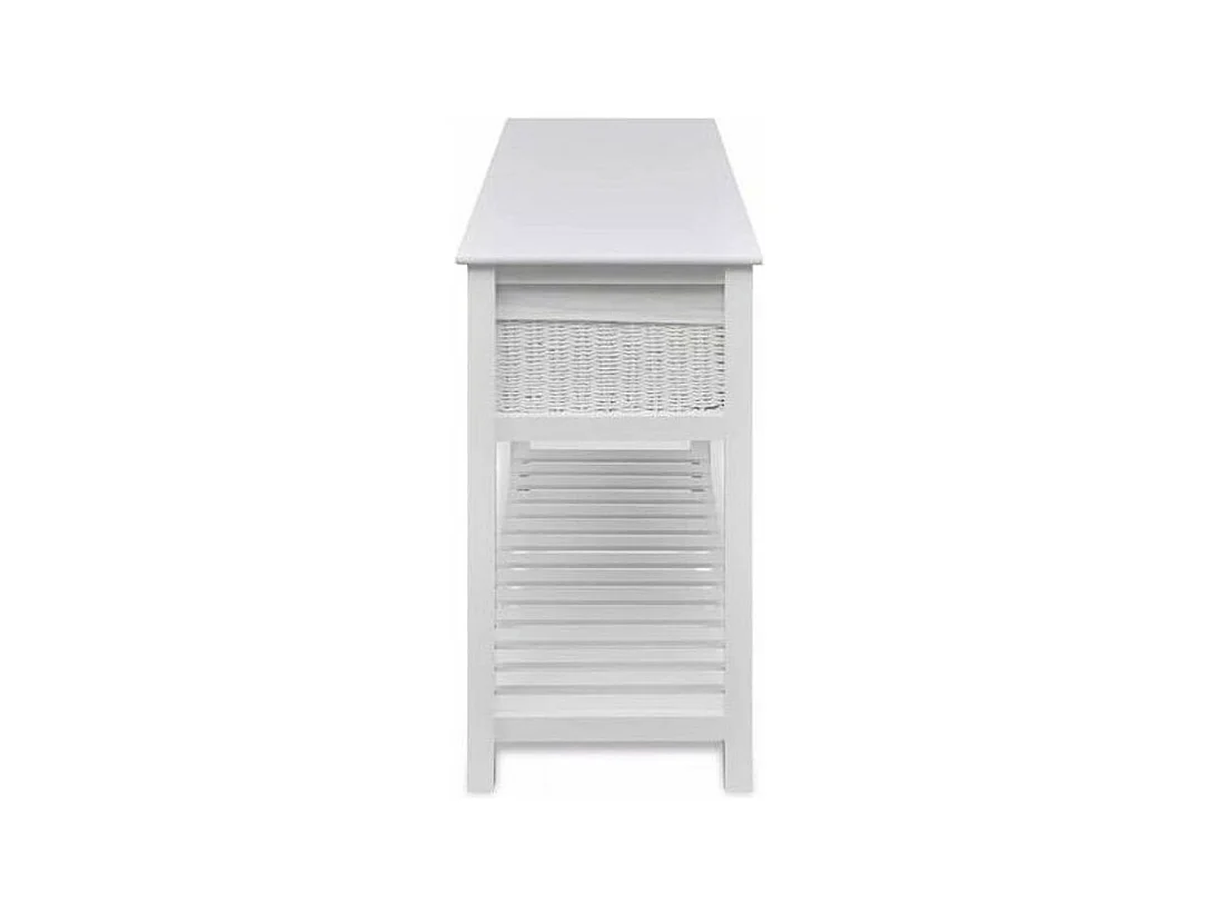 Console 3 tiroirs 1 étagère paulownia massif blanc Frenchy
