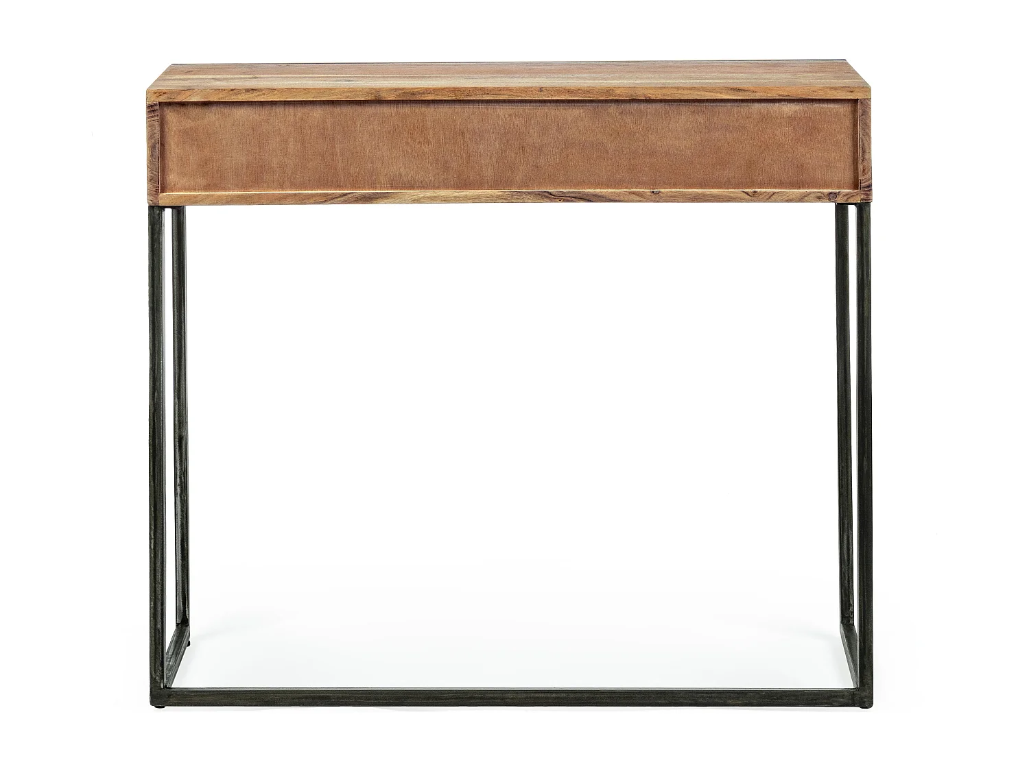 Console 2 laden in licht mat gelakt acaciahout en Makune zwart staal 90 cm