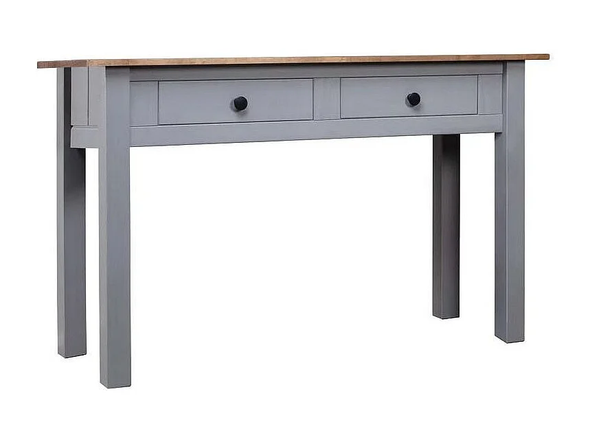 Console 2 tiroirs pin massif foncé et gris Nozit