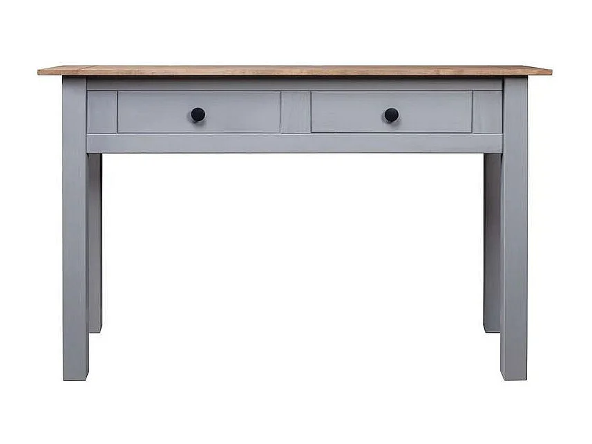 Console 2 tiroirs pin massif foncé et gris Nozit