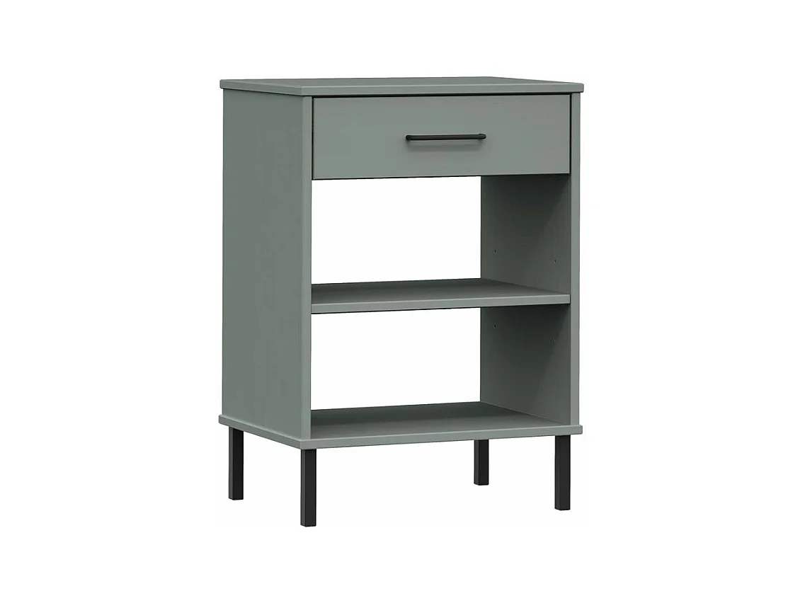 Armoire console avec pieds en métal Gris Bois pin massif OSLO