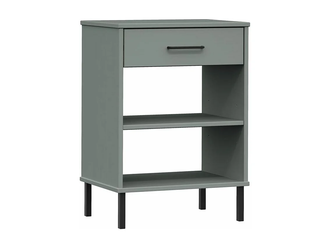 Armoire console avec pieds en métal Gris Bois pin massif OSLO