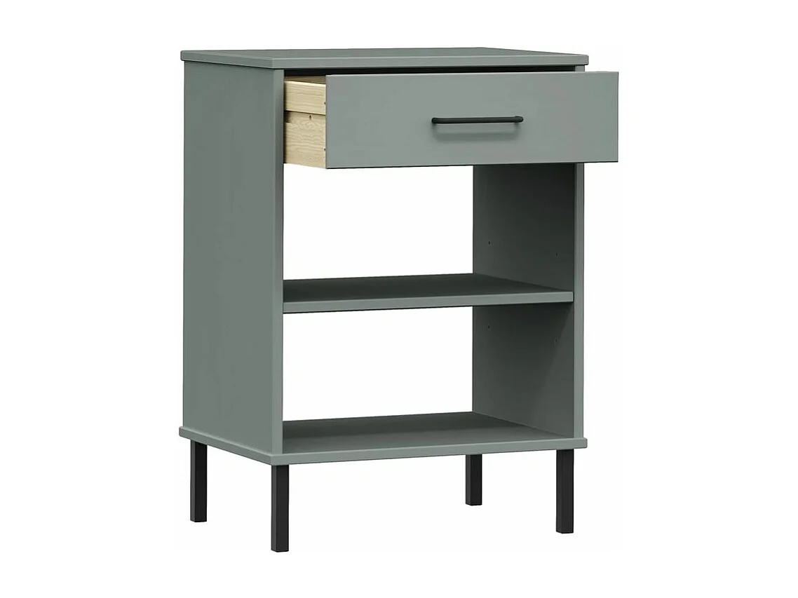 Armoire console avec pieds en métal Gris Bois pin massif OSLO