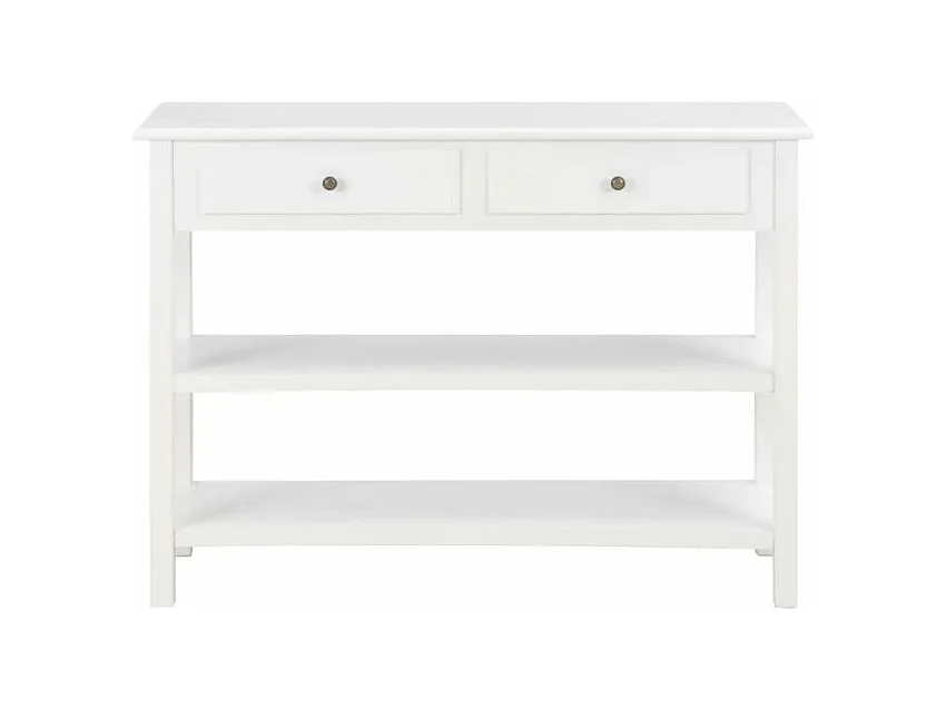 Console 2 tiroirs bois blanc Shak
