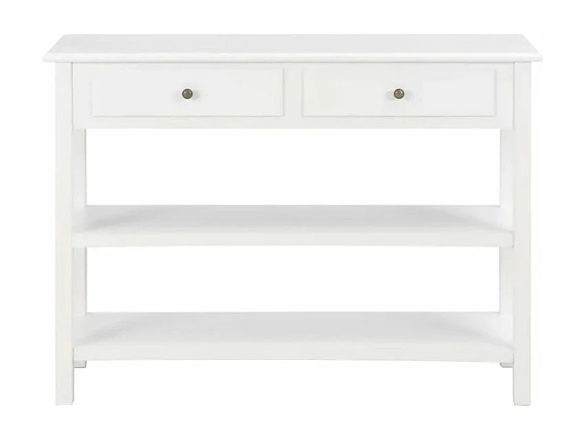 Console 2 tiroirs bois blanc Shak
