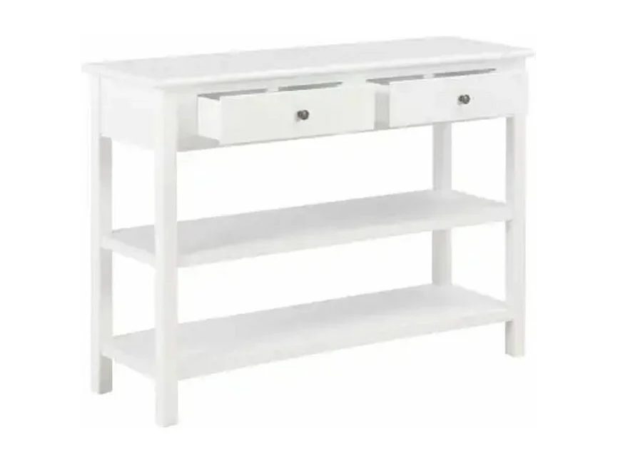 Console 2 tiroirs bois blanc Shak