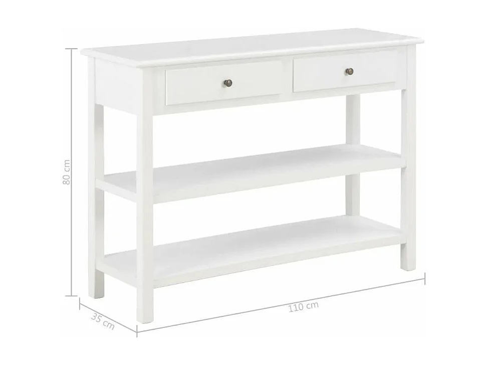 Console 2 tiroirs bois blanc Shak
