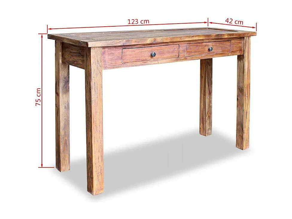Console 2 tiroirs bois massif recyclé Lau