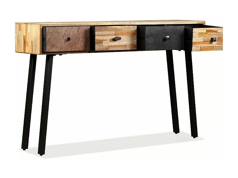 Console 4 tiroirs teck recyclé et pieds métal noir Voust
