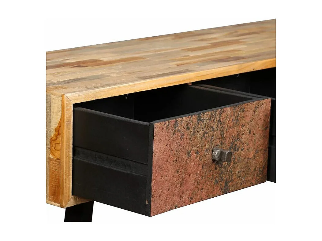 Console 4 tiroirs teck recyclé et pieds métal noir Voust