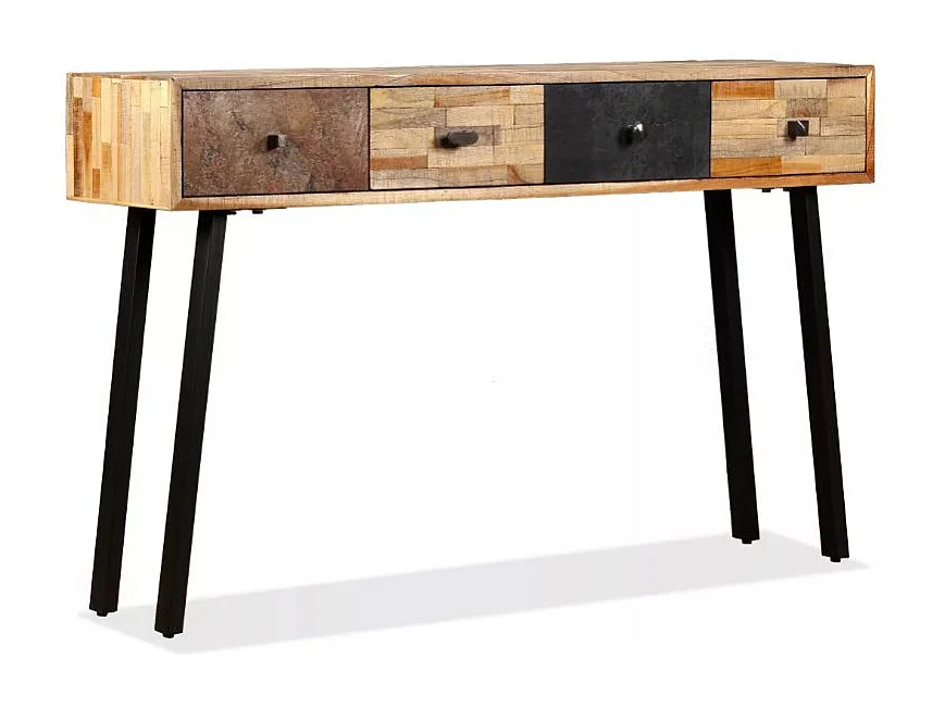 Console 4 tiroirs teck recyclé et pieds métal noir Voust