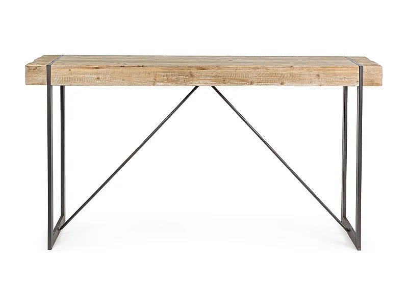 Console bois de sapin et pieds acier noir Garty 200cm
