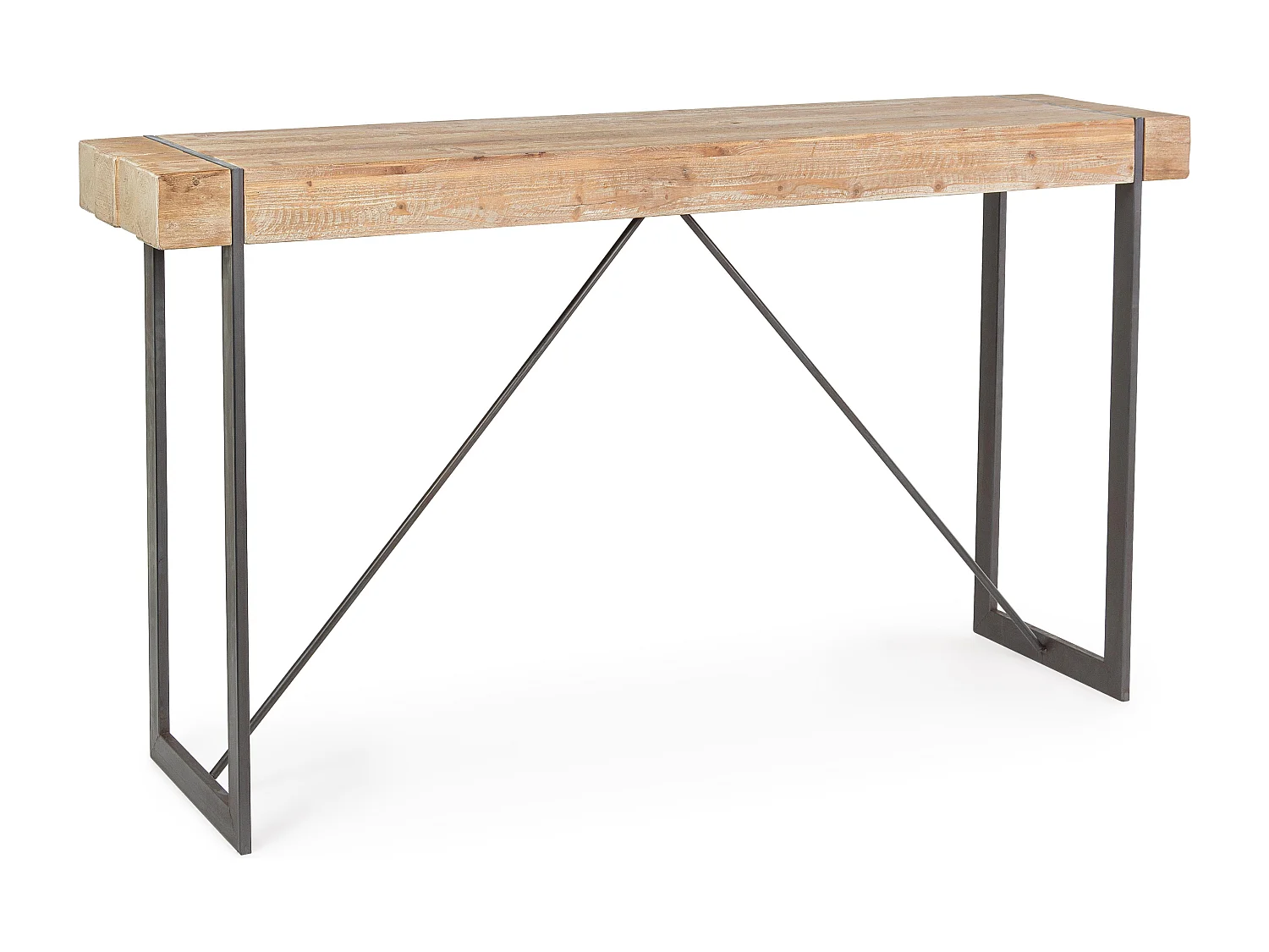 Console bois de sapin et pieds acier noir Garty 200cm