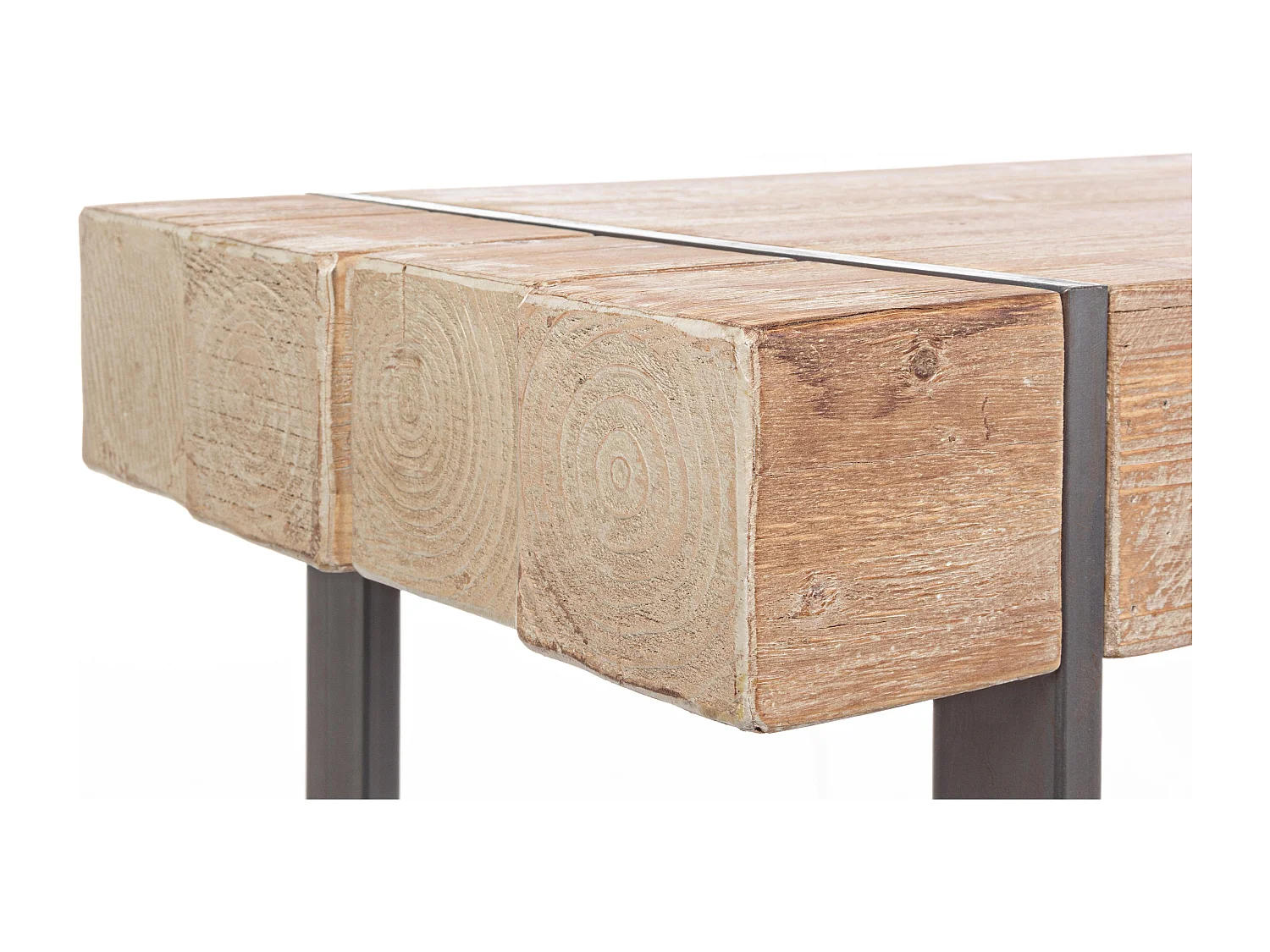 Console bois de sapin et pieds acier noir Garty 200cm