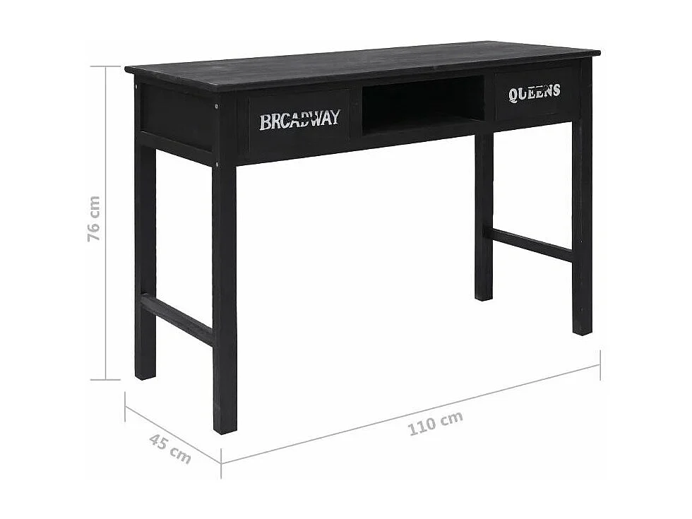 Console 2 tiroirs paulownia massif noir Imma