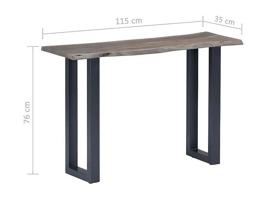 Console acacia massif et métal gris Miji