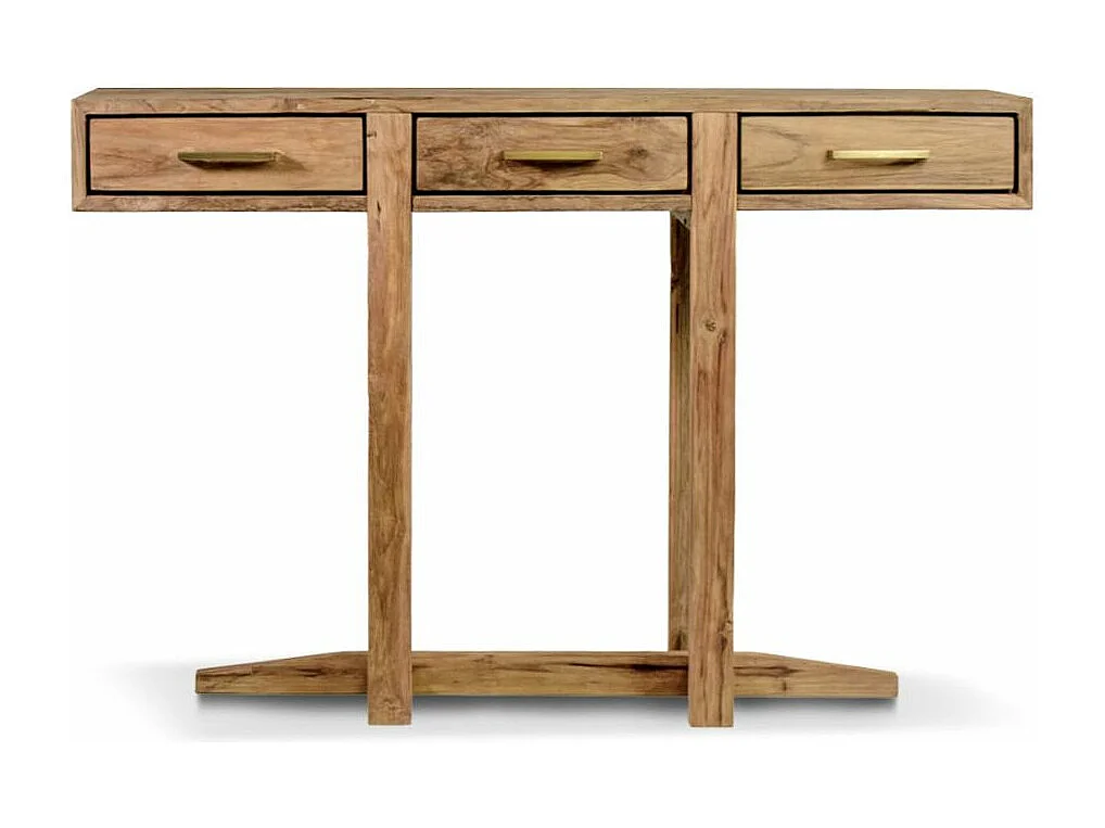 Console en bois de teck naturel 3 tiroirs Touka 130cm