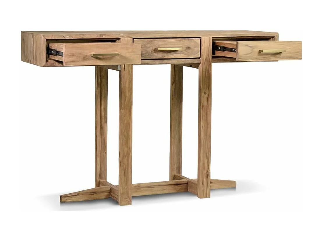 Console en bois de teck naturel 3 tiroirs Touka 130cm