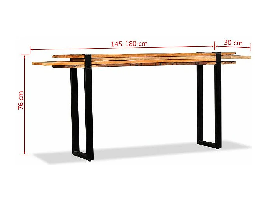 Console réglable bois massif recyclé et métal noir Souly