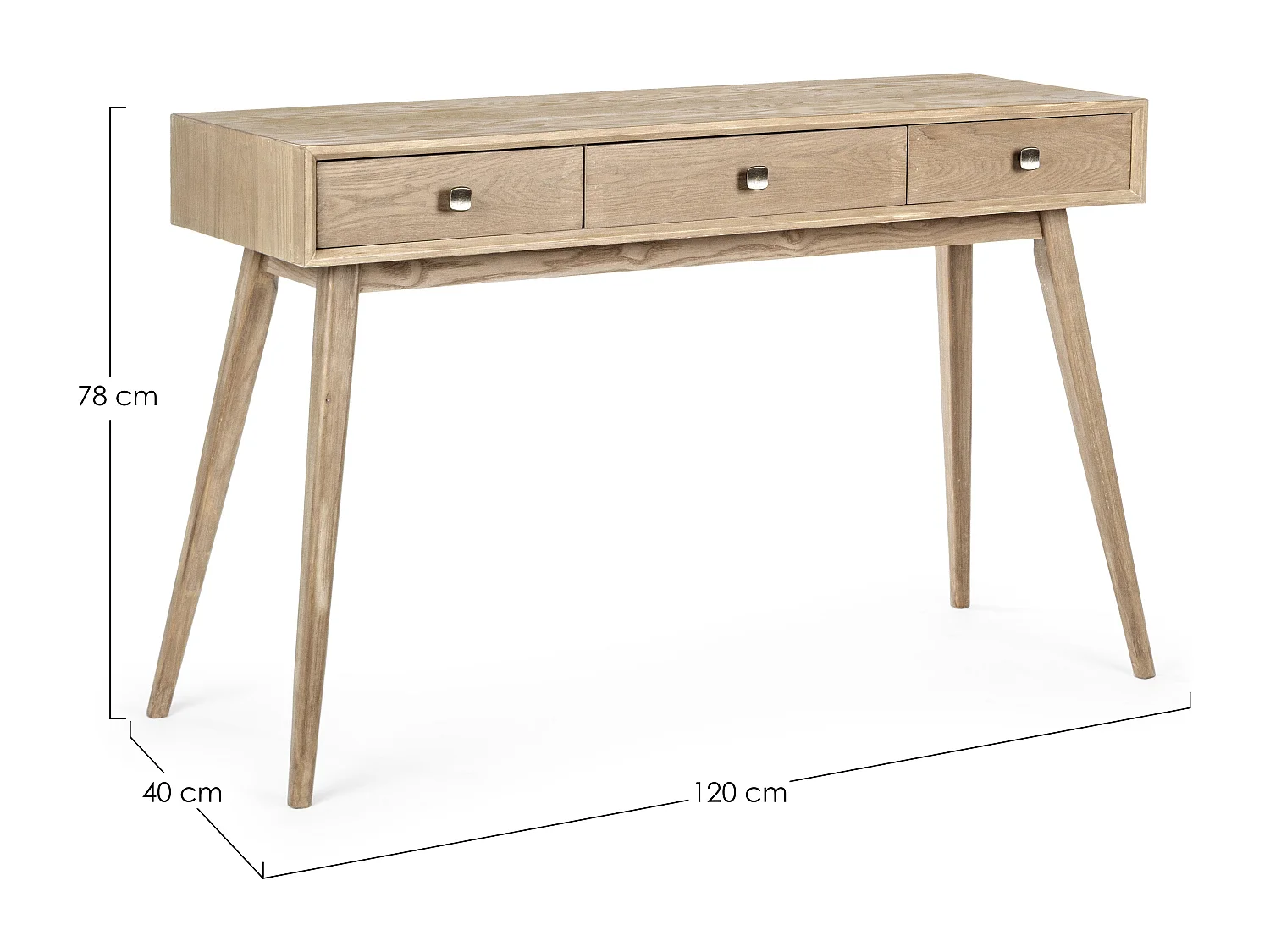 Console 3 tiroirs en bois de frêne naturel Yanky 120cm