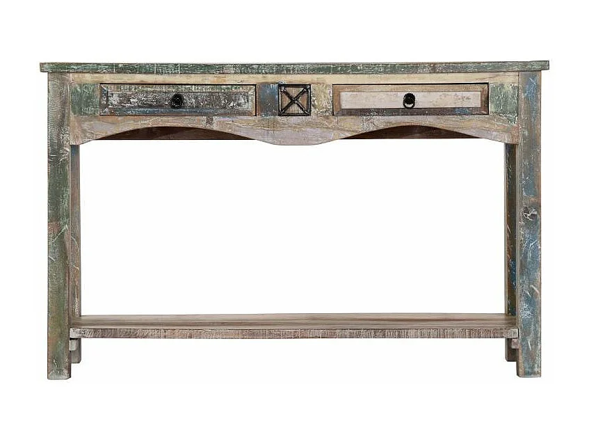 Console 2 tiroirs bois massif recyclé Moust