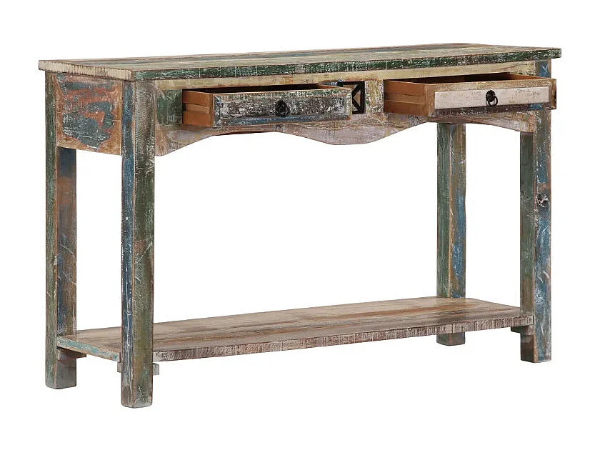 Console 2 tiroirs bois massif recyclé Moust