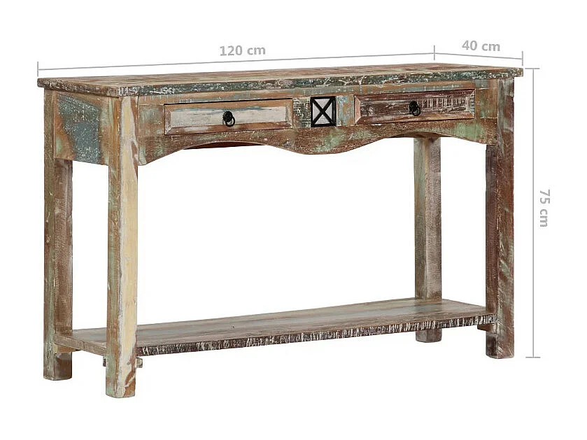 Console 2 tiroirs bois massif recyclé Moust