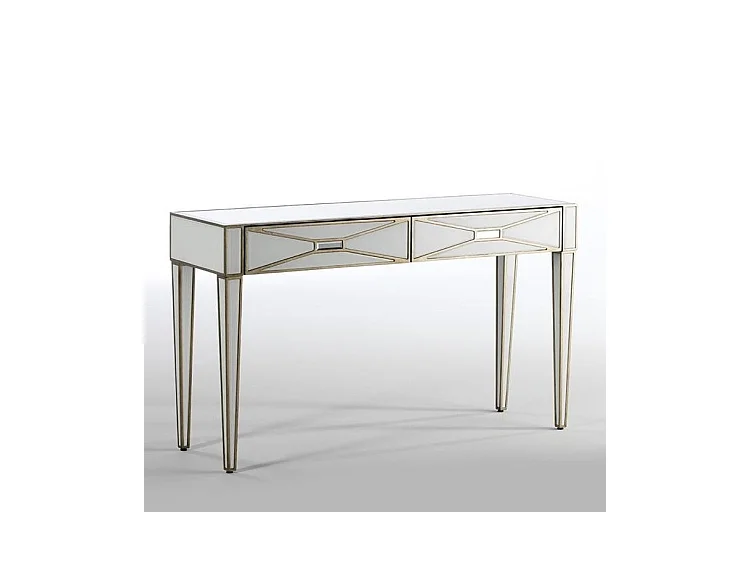 Console moderne 2 tiroirs miroir blanc et transparent Grecy