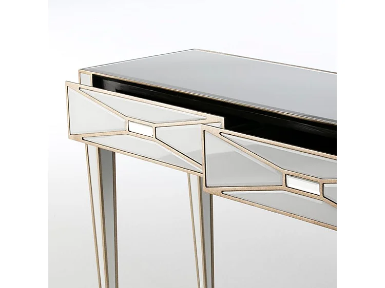 Console moderne 2 tiroirs miroir blanc et transparent Grecy