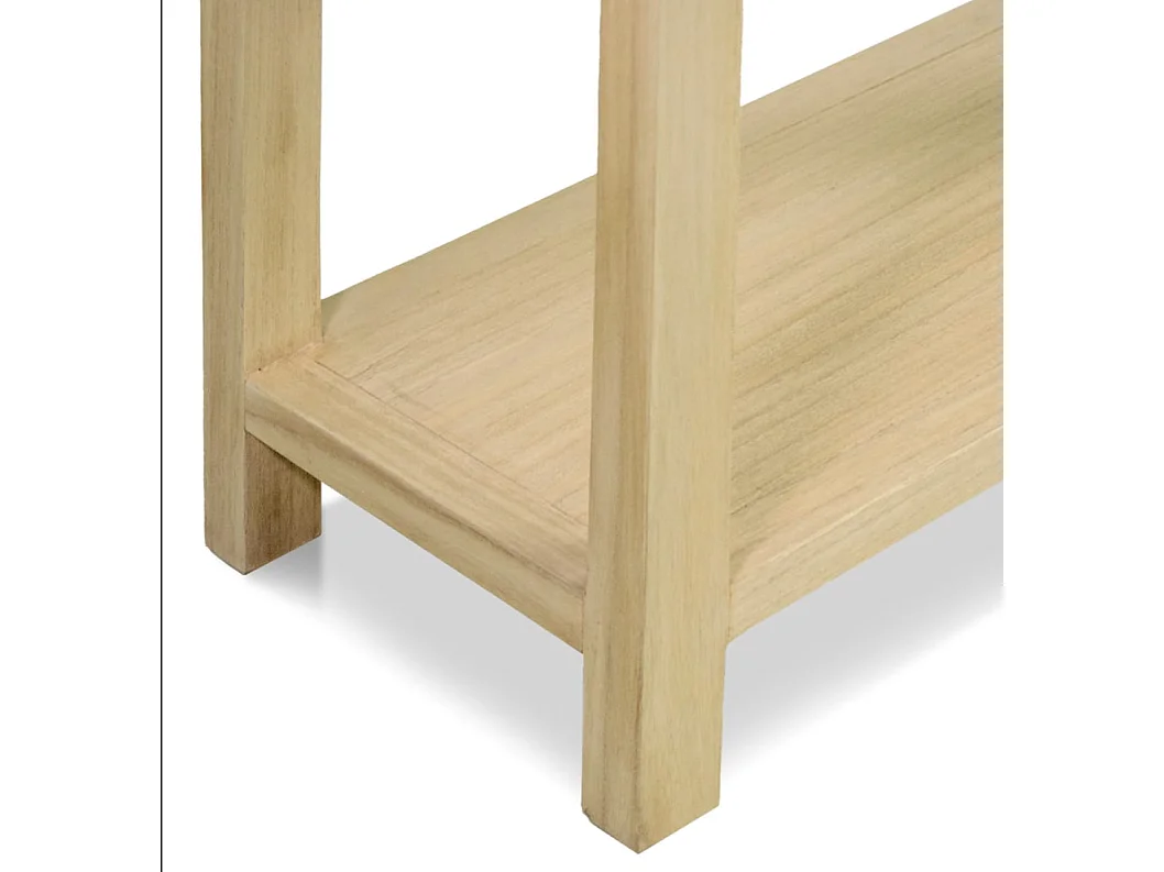 Consola pequeña de madera maciza natural 2 cajones 1 estante Komba 90 cm