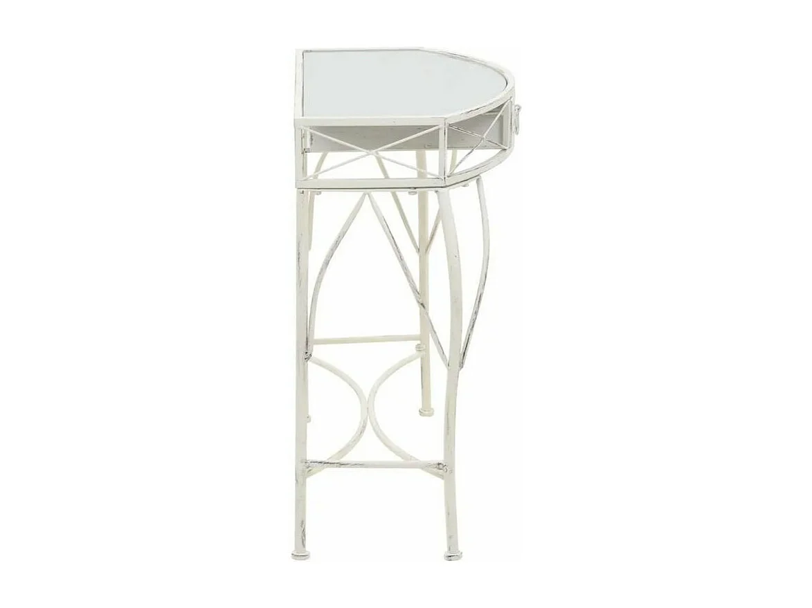 Console 1 tiroir verre et métal blanc Tovmi