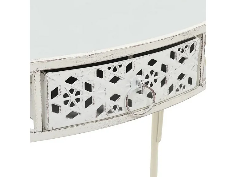 Console 1 tiroir verre et métal blanc Tovmi