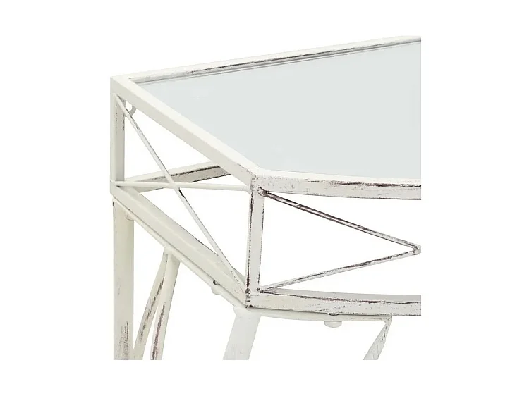 Console 1 tiroir verre et métal blanc Tovmi
