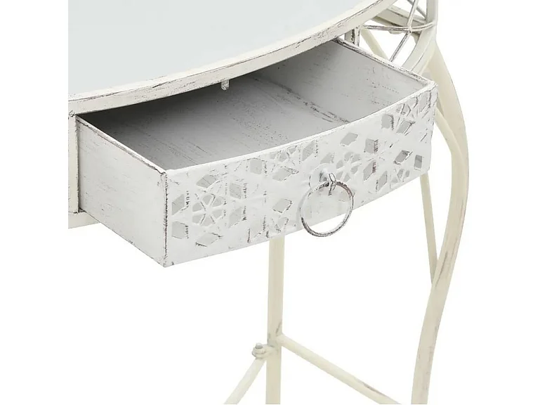 Console 1 tiroir verre et métal blanc Tovmi