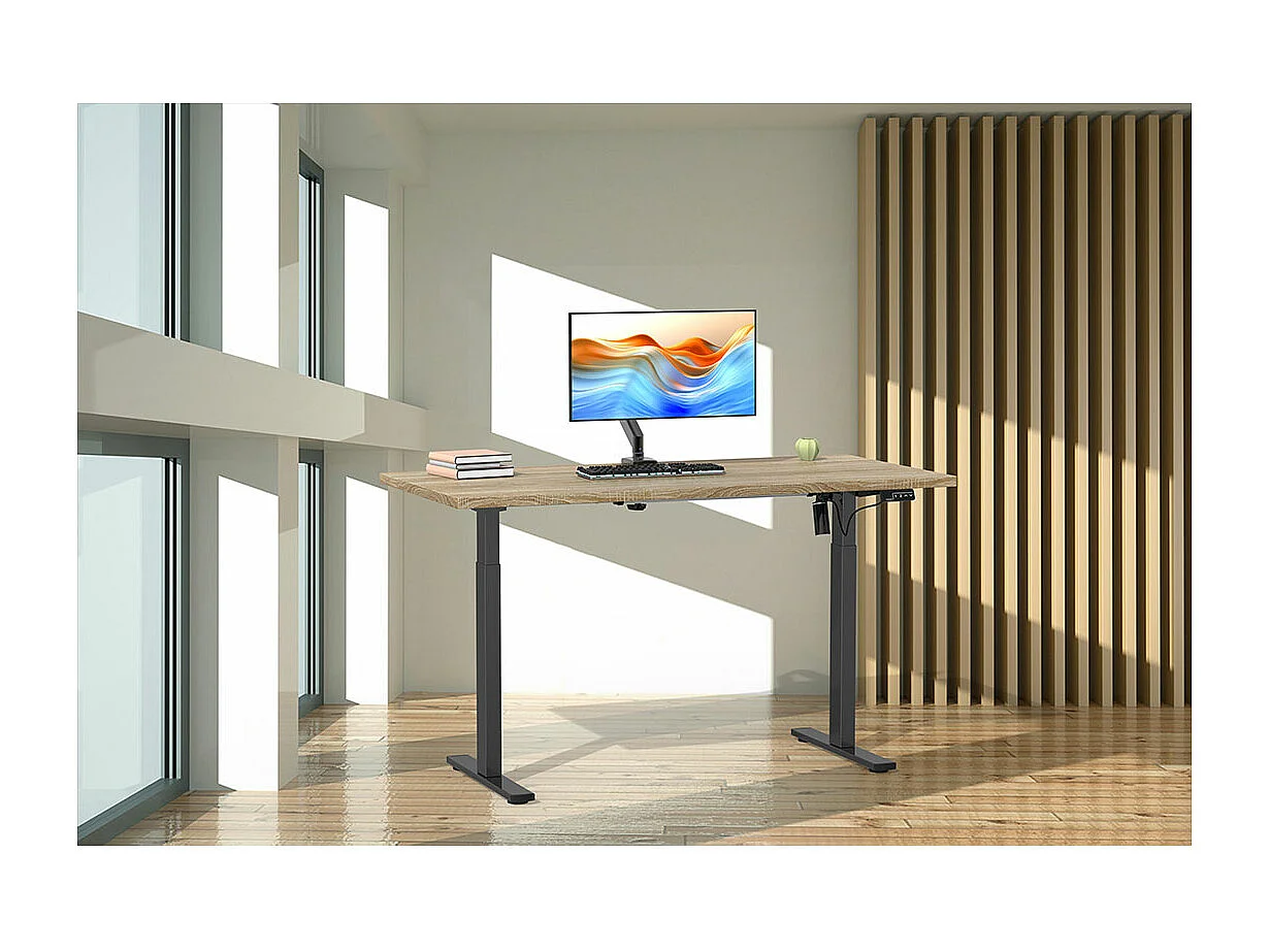 LonaE bureau fonction de montée et descente électrique 160x80x71-120cm chêne décor, noir.