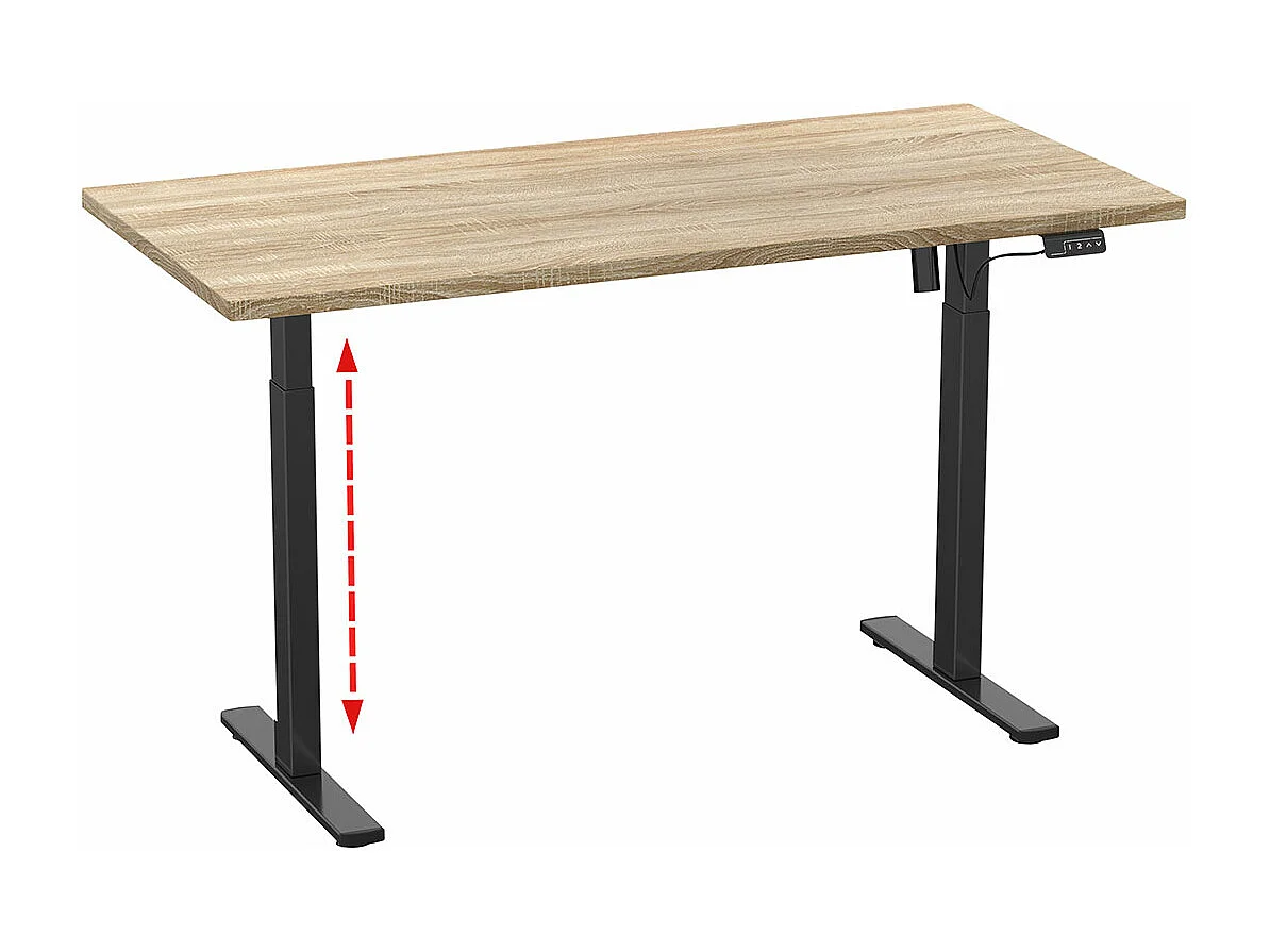 LonaE Schreibtisch elektrische Höhenverstellfunktion 160x80x71-120cm Eiche dekor, schwarz.