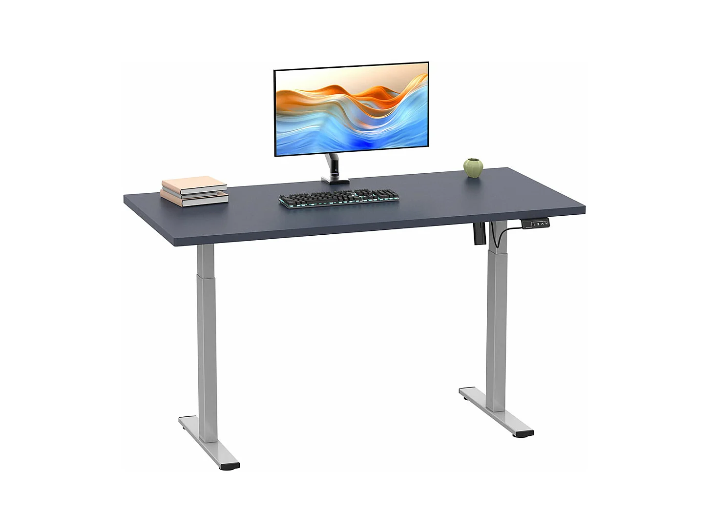 LonaE bureau fonction de montée et descente électrique 160x80x71-120cm anthracite, couleur argent.