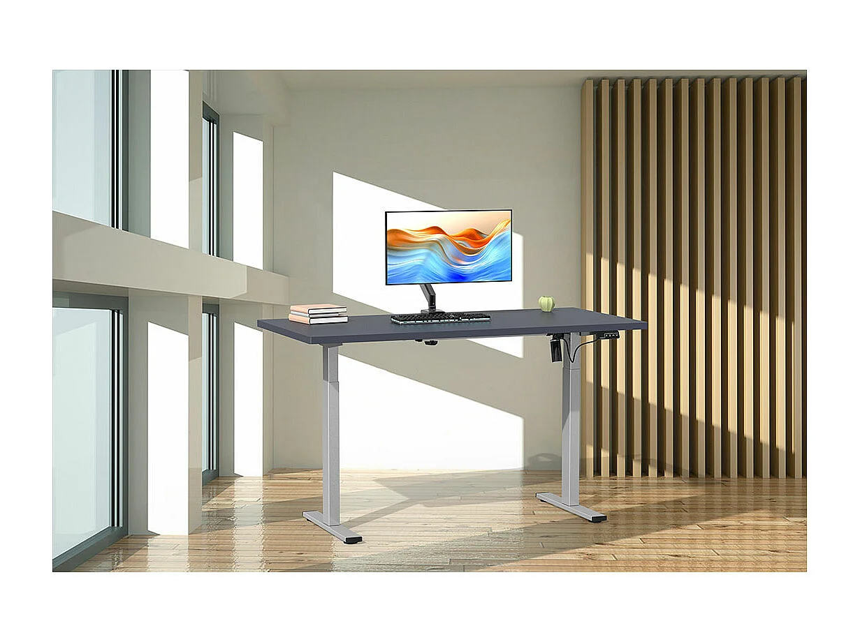 LonaE bureau fonction de montée et descente électrique 160x80x71-120cm anthracite, couleur argent.