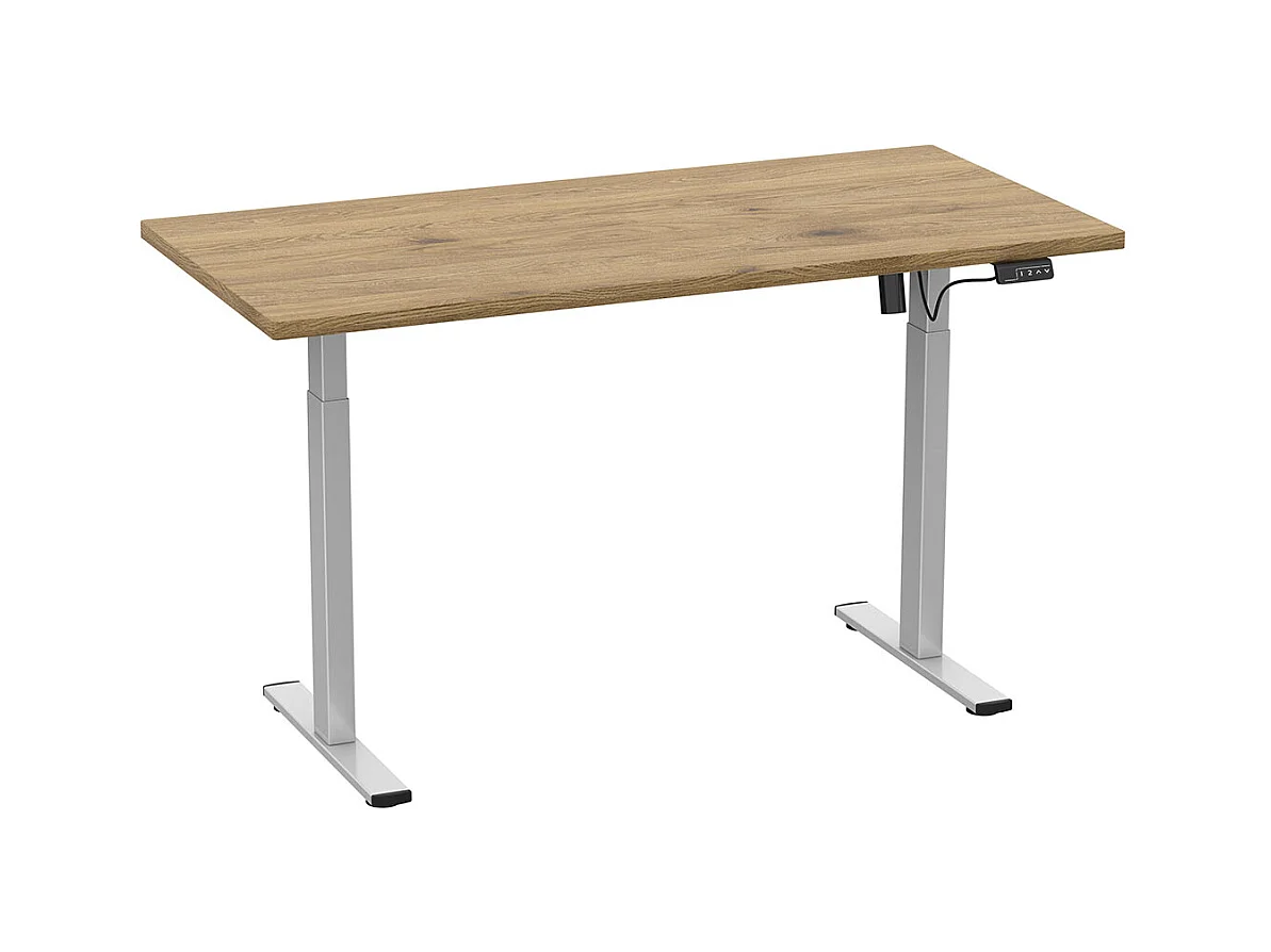 LonaE bureau fonction de montée et descente électrique 160x80x71-120cm chêne décor, couleur argent.