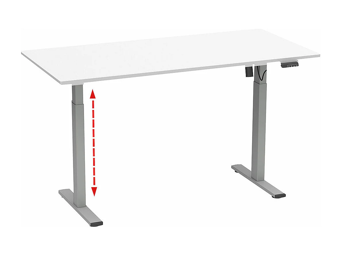 LonaE bureau fonction de montée et descente électrique 160x80x71-120cm blanc, couleur argent.