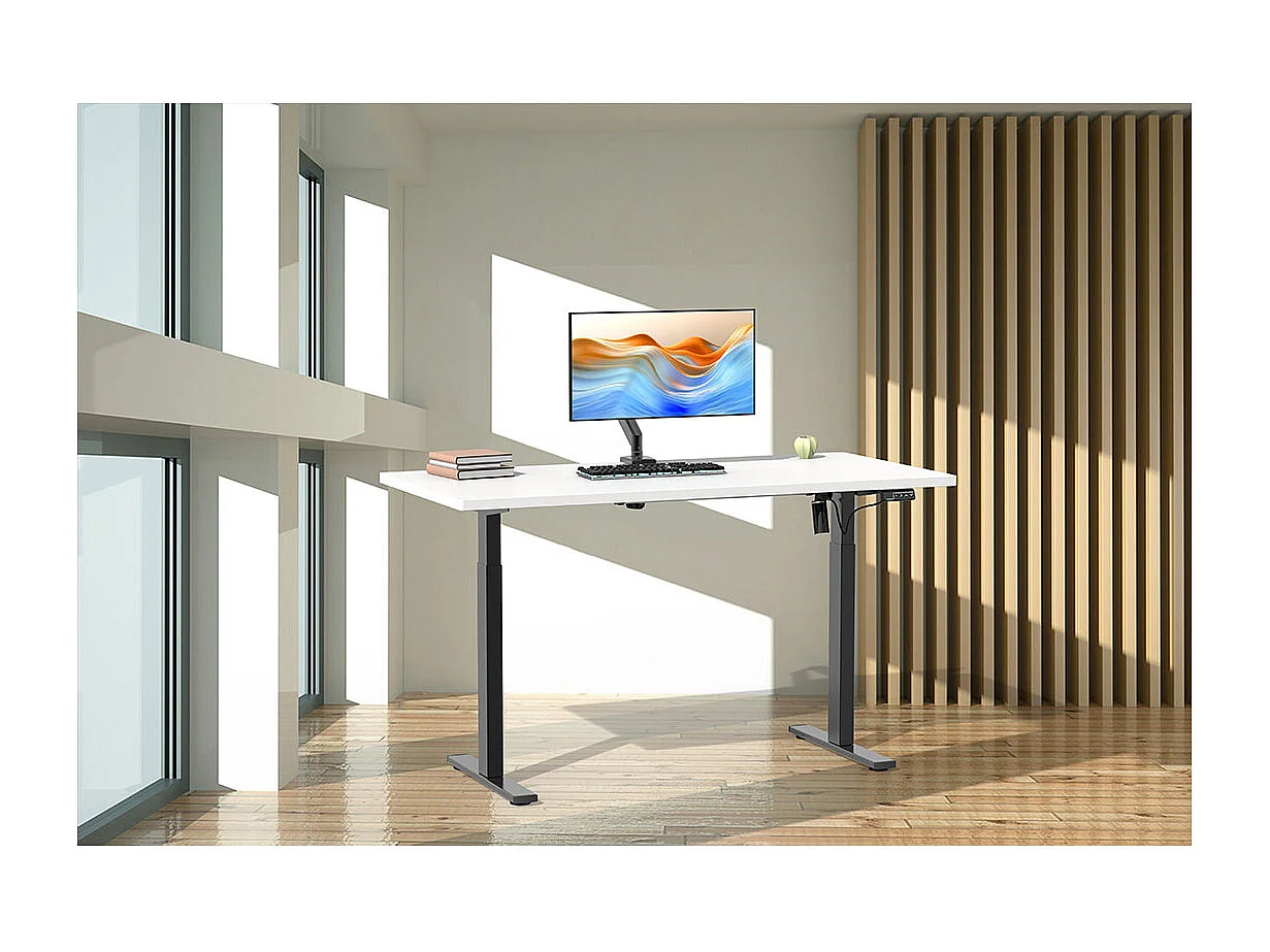 LonaE Schreibtisch elektrische Höhenverstellfunktion 160x80x71-120cm weiß, schwarz.