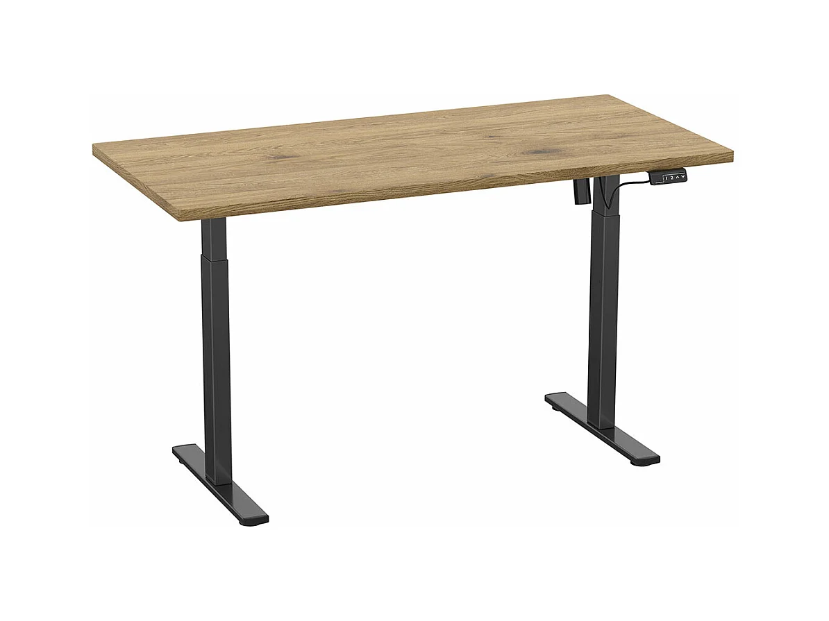 LonaE bureau fonction de montée et descente électrique 160x80x71-120cm chêne décor, noir.