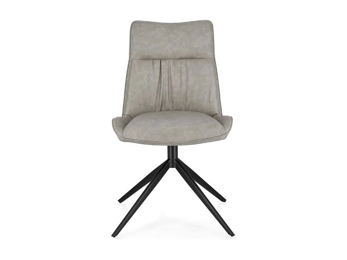 Design stoel in beige imitatieleer en zwart stalen poten Jowka - Set van 2