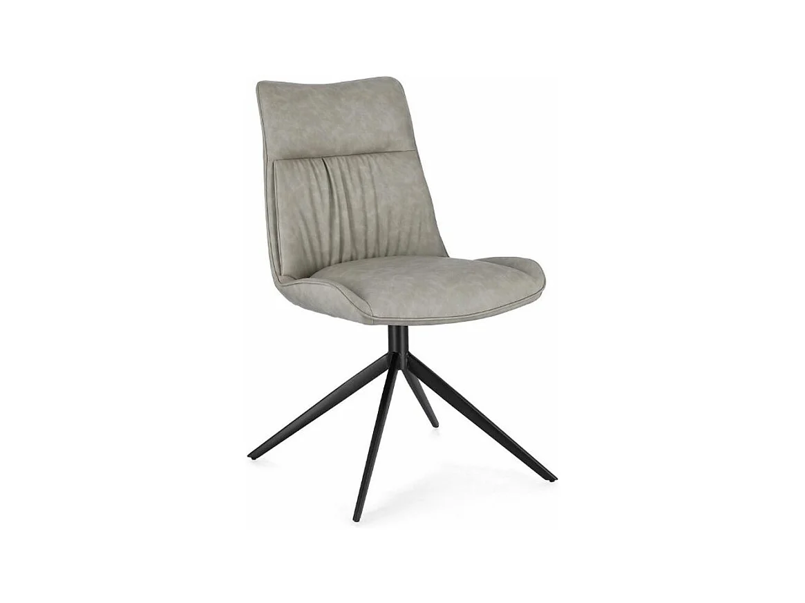 Chaise design simili cuir beige et pieds acier noir Jowka - Lot de 2