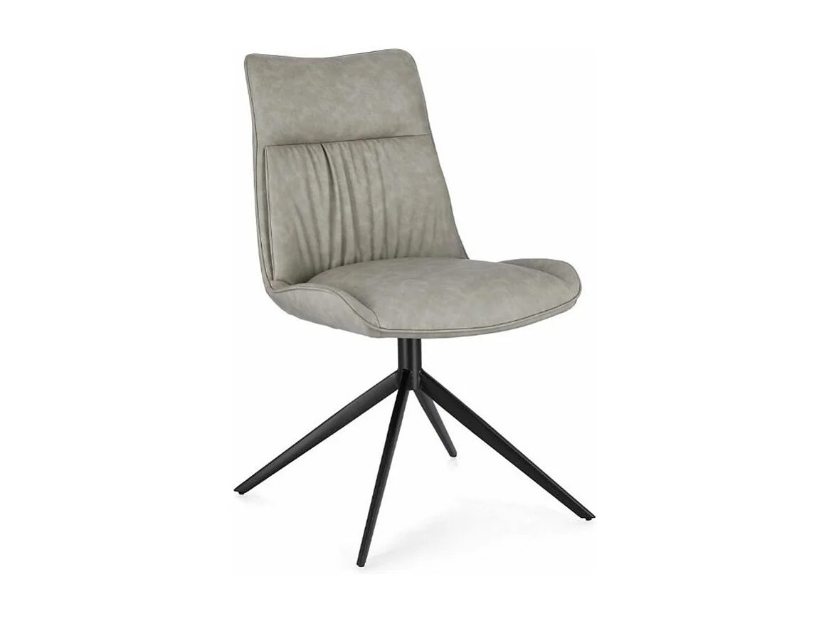 Chaise design simili cuir beige et pieds acier noir Jowka - Lot de 2