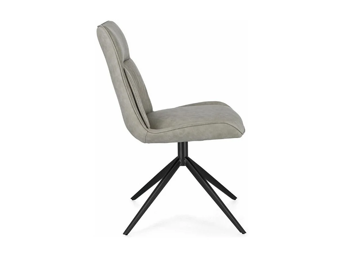 Chaise design simili cuir beige et pieds acier noir Jowka - Lot de 2