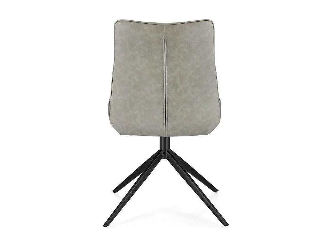 Chaise design simili cuir beige et pieds acier noir Jowka - Lot de 2